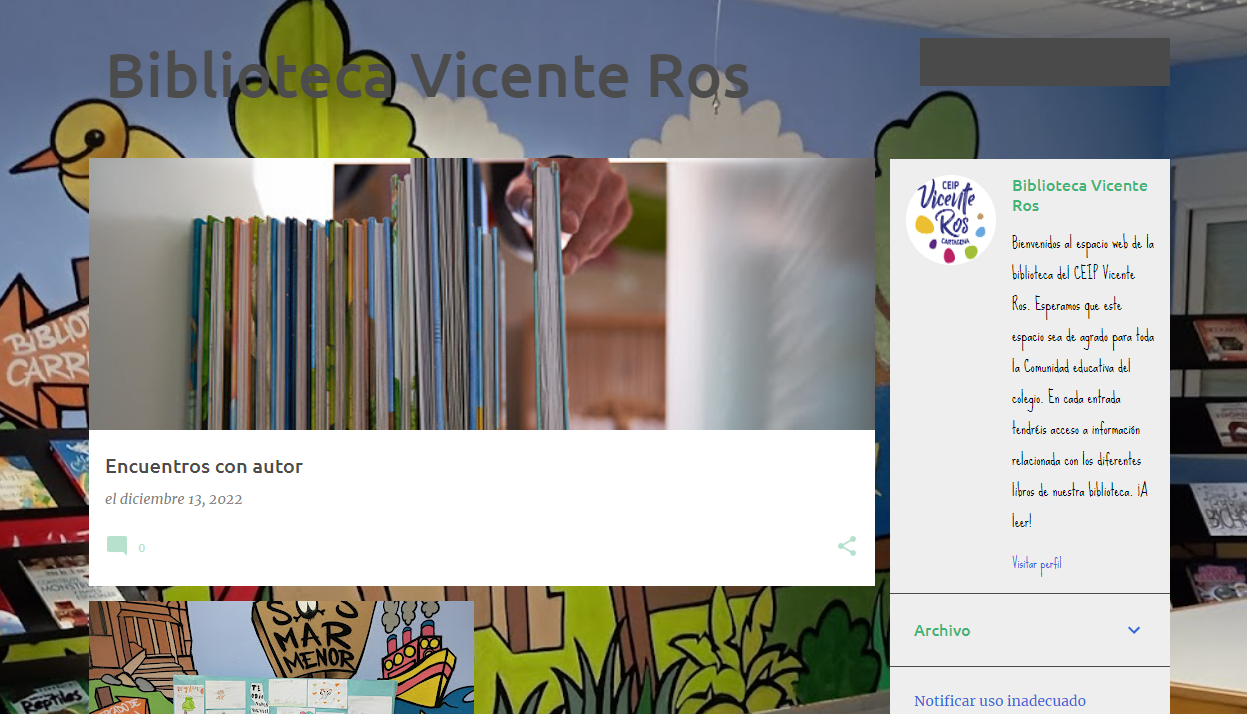 Enlace al blog de la Biblioteca del CEIP Vicente Ros